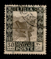 Colonie - Libia - 1921 - 30 Cent Pittorica (27ca) Usato - Centro Capovolto (spostato In Basso) - Diena + Cert. Colla (6. - Other & Unclassified