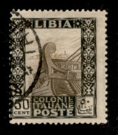 Colonie - Libia - 1921 - Errore Di Colore - 50 Cent Pittorica (28Ag) Usato - Unico Noto Con Centro Spostato (in Basso) - - Otros & Sin Clasificación