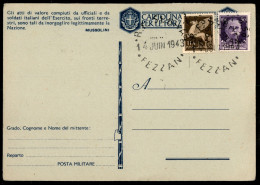 Occupazioni Straniere Delle Colonie - Occupazione Francese - Fezzan - 1943 - Cartolina In Franchigia Delle Forze Armate  - Otros & Sin Clasificación