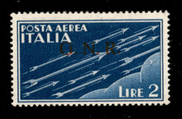 RSI - G.N.R. Brescia - 1943 - 2 Lire Aerea (122/I) Con Soprastampa Del I Tipo - Gomma Originale Con Invisibile Traccia D - Otros & Sin Clasificación