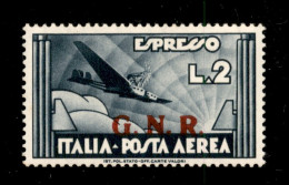 RSI - G.N.R. Brescia - 1943 - 2 Lire Aeroespresso (125/II) Con Soprastampa Del II Tipo - Gomma Originale Con Invisibile  - Other & Unclassified