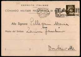 RSI - Cartoline - Cartolina Affrancata Con 10 Cent (245) Prestampata Del Comando Militare Provinciale Di Brescia Per Tos - Sonstige & Ohne Zuordnung