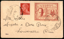 Emissioni Locali - Livorno - 30 Cent (1) + 20 Cent Imperiale (247) - Bustina Per Pisa Del 11.5.30 - Otros & Sin Clasificación