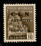 C.L.N. - Valle Bormida - 1945 - Non Emesso - 10 Cent (8) - Gomma Integra - Cert. AG (2.500) - Other & Unclassified