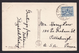 Vatican: Picture Postcard To USA, 1931?, 1 Stamp, Heraldry, Card: Architecture, Religion (minor Creases) - Covers & Documents