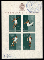 San Marino - Posta Ordinaria - 1960 - Prove D'archivio - Olimpiadi (19) - Visto Si Stampi (foglietto Autorizzato Dal Sov - Otros & Sin Clasificación