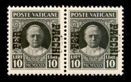 Vaticano - Posta Ordinaria - 1931 - 10 Lire (13ca) - Coppia Orizzontale Con Doppia Soprastampa (diritta + Capovolta) - G - Otros & Sin Clasificación