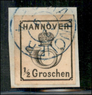 Europa - Germania - Hannover - 1860 - 1/2 Groschen Corno Di Posta (17) - Usato Su Frammento - Otros & Sin Clasificación