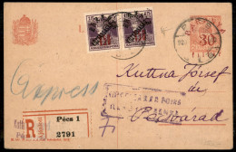 Europa - Ungheria - Baranya - Intero Postale Da 30 Filler Con Complementari (57 Coppia) Raccomandato Da Pecs A Pecsvarad - Sonstige & Ohne Zuordnung