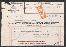 Oltremare - Australia - Tasmania - 1935/1943 - Quattro Ricevute Da Perth Per Lanceston - Otros & Sin Clasificación