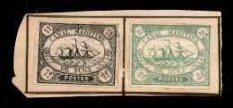 Oltremare - Egitto - Canale Di Suez - 1868 - 1 Cent + 5 Cent (1/2) Applicati Su Cartoncino - Da Esaminare - Other & Unclassified