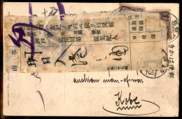 Oltremare - Giappone - 1/2 Sen (24) - Due Pezzi Su Cartolina Doppia (veduta Di Kagoshima) Per Kobe - Autres & Non Classés