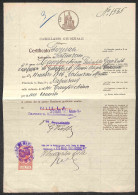 Prefilateliche&Documenti - Documenti - 1931/1932 - Catanzaro - Atto Di Nascita + Certificato Generale - Con Marche Da Bo - Otros & Sin Clasificación