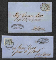 Lotti&Collezioni - Area Italiana - ANTICHI STATI - Padova (19 Luglio/15 Agosto 1866) - Nove Lettere D'archivio Per Milan - Altri & Non Classificati