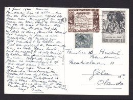 Vatican: Picture Postcard To Netherlands, 1960, 3 Stamps, Country Mix Italy, Card: Architecture, Religion (minor Damage) - Cartas & Documentos