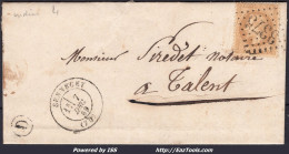 FRANCE N°28A SUR LETTRE AVEC GC 3375 SENNECEY SAONE ET LOIRE + CAD DU 07/12/1869 - 1863-1870 Napoléon III Con Laureles