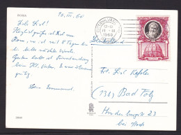 Vatican: Picture Postcard To Germany, 1960, 1 Stamp, History, Card: Pope, Architecture, Religion (minor Damage) - Briefe U. Dokumente