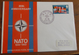 20 Th Anniversary Of NATO 1949-1969 British Forces Postal Service First Day Cover BFPS 1080 Nato HQ 2 April 1969 - 1952-1971 Em. Prédécimales