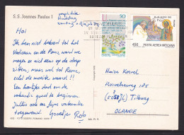 Vatican: Picture Postcard To Netherlands, 1987, 2 Stamps, Peace, Sword, Religion, Card: Pope (traces Of Use) - Storia Postale