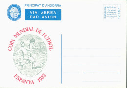 Andorre Entier Viguerie Episcopale Par Avion Copa Mundial De Futbol EZspanya 1982 Franquicia Postal Interior - Vegueria Episcopal