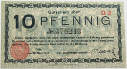 GERMANY 10 PFENNIG 1917 KOLN #alb004 0603 - Otros & Sin Clasificación