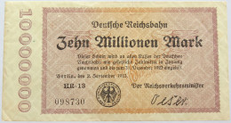 GERMANY 10 MILLIONEN MARK REICHSBAHN #alb004 0023 - 10 Millionen Mark