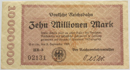 GERMANY 10 MILLIONEN MARK 1923 REICHSBAHN #alb012 0075 - 10 Miljoen Mark