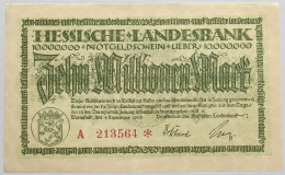 GERMANY 10 MILLIONEN MARK 1923 HESSEN #alb008 0017 - 10 Miljoen Mark