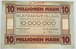 GERMANY 10 MILLIONEN MARK 1923 POSSNECK #alb003 0159 - 10 Miljoen Mark