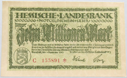 GERMANY 10 MILLIONEN MARK 1923 HESSEN #alb004 0053 - 10 Miljoen Mark