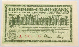 GERMANY 10 MILLIONEN MARK 1923 HESSEN #alb004 0079 - 10 Miljoen Mark