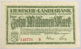 GERMANY 10 MILLIONEN 1923 HESSEN #alb004 0183 - 10 Mio. Mark