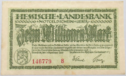 GERMANY 10 MILLIONEN 1923 HESSEN #alb004 0177 - 10 Miljoen Mark