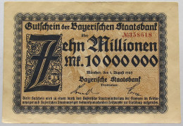 GERMANY 10 MILLIONEN 1923 BAVARIA #alb067 0069 - 10 Mio. Mark