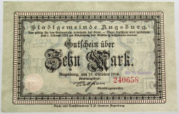 GERMANY 10 MARK AUGSBURG TOP 1918 #alb003 0491 - 10 Mark