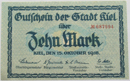 GERMANY 10 MARK 1918 KIEL #alb010 0133 - 10 Mark