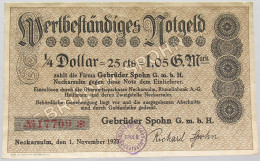 GERMANY 1/4 DOLLAR NECKARSULM 1,05 GOLDMARK 1923 #alb002 0209 - Deutsche Golddiskontbank