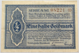 GERMANY 1/2 GOLDMARK 1923 THURINGEN #alb008 0261 - Deutsche Golddiskontbank