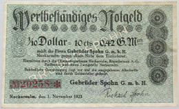 GERMANY 1/10 DOLLAR NECKARSULM 42 GOLDPFENNIG 1923 #alb002 0207 - Deutsche Golddiskontbank