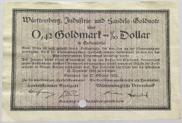 GERMANY 1/10 DOLLAR STUTTGART .042 GOLDMARK 1923 #alb002 0185 - Deutsche Golddiskontbank