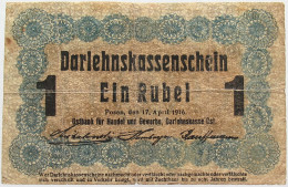 GERMANY 1 ROUBLE DARLEHNSKASSE OST POSEN 1916 #alb002 0159 - Other & Unclassified