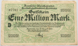 GERMANY 1 MILLION MARK REICHSBAHN KARLSRUHE #alb004 0087 - 1 Miljoen Mark