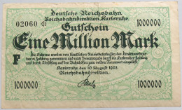 GERMANY 1 MILLION MARK 1923 REICHSBAHN #alb012 0013 - 1 Miljoen Mark