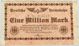 GERMANY 1 MILLION MARK 1923 REICHSBAHN #alb004 0089 - 1 Miljoen Mark