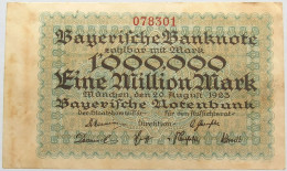 GERMANY 1 MILLION MARK 1923 BAYERN #alb008 0125 - 1 Million Mark