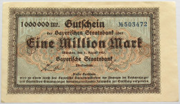 GERMANY 1 MILLION MARK 1923 BAYERN #alb008 0051 - 1 Mio. Mark