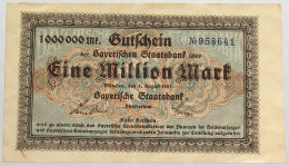 GERMANY 1 MILLION MARK 1923 BAYERN #alb008 0047 - 1 Mio. Mark