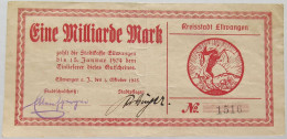 GERMANY 1 MILLIARDE MARK 1923 ELLWANGEN #alb002 0269 - 1 Mrd. Mark