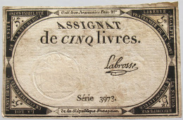 FRANCE ASSIGNAT 5 LIVRES #alb010 0243 - Assignate