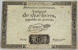 FRANCE ASSIGNAT 10 LIVERS 1792 #alb010 0283 - Assegnati